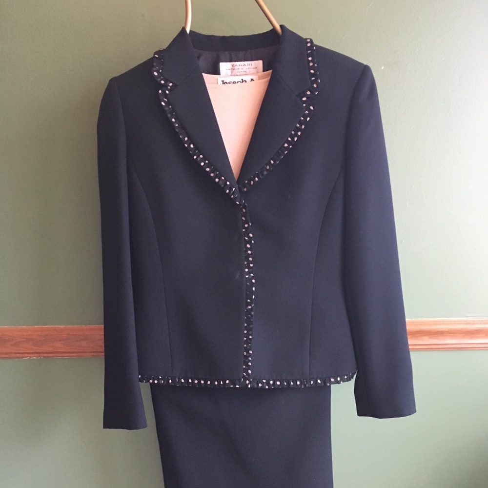 Black Suit with Cream Shell Top
